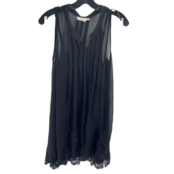 Staring at Stars Black Lace Pleated tunic dress sheer underlay adjustable straps - Picture 11 of 16